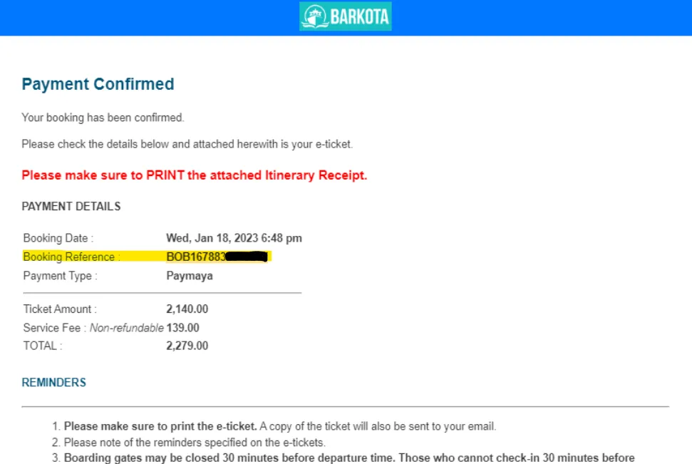 Payment Confirmation Email