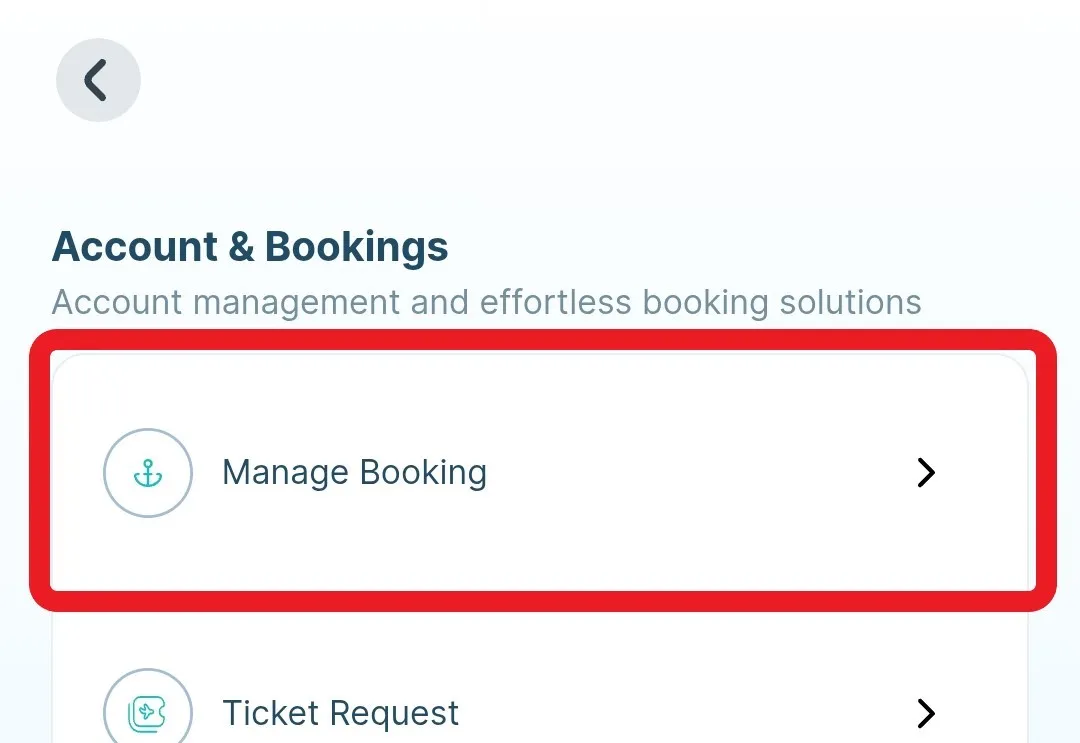 Tap Manage Booking Step 2