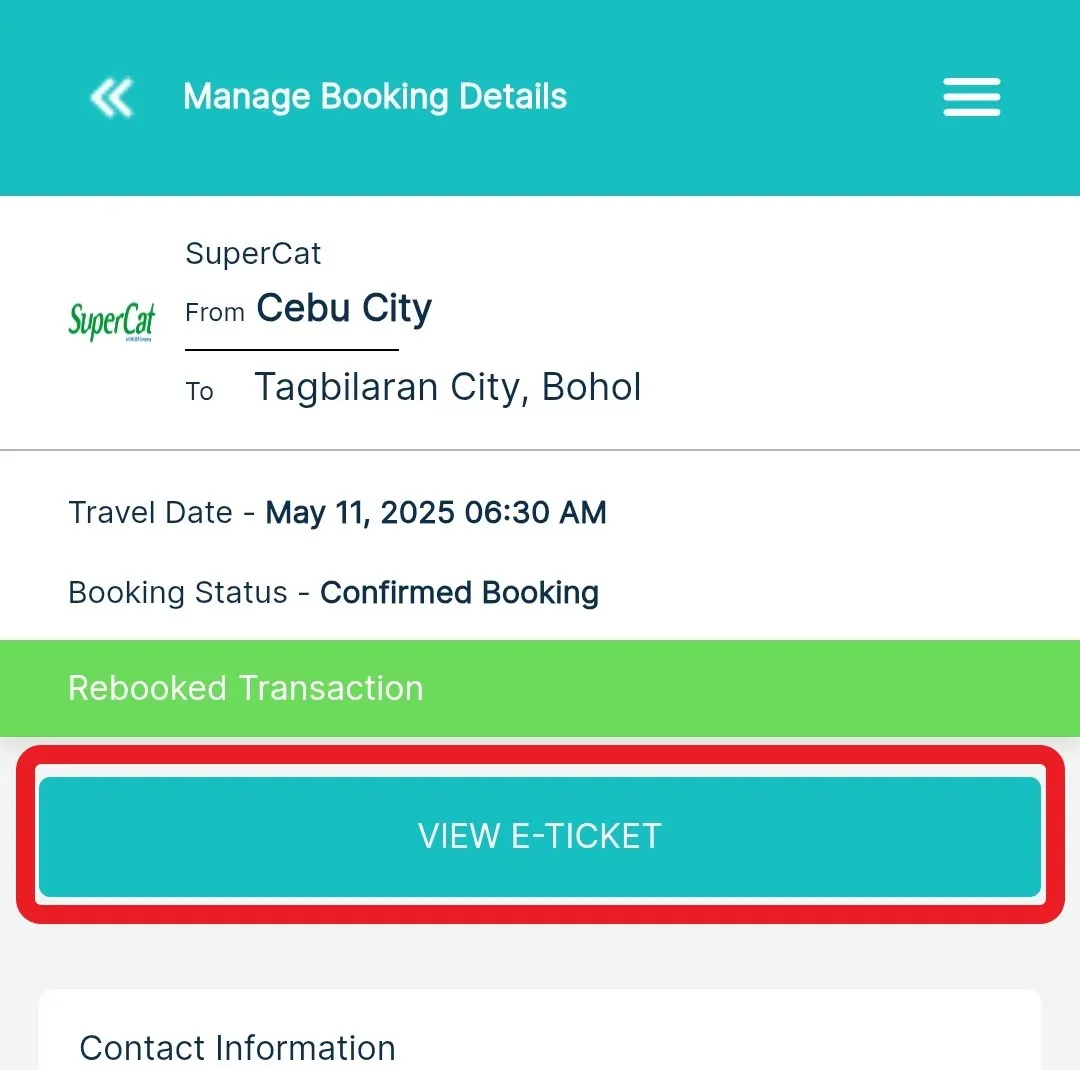 Tap View E-ticket Step 4