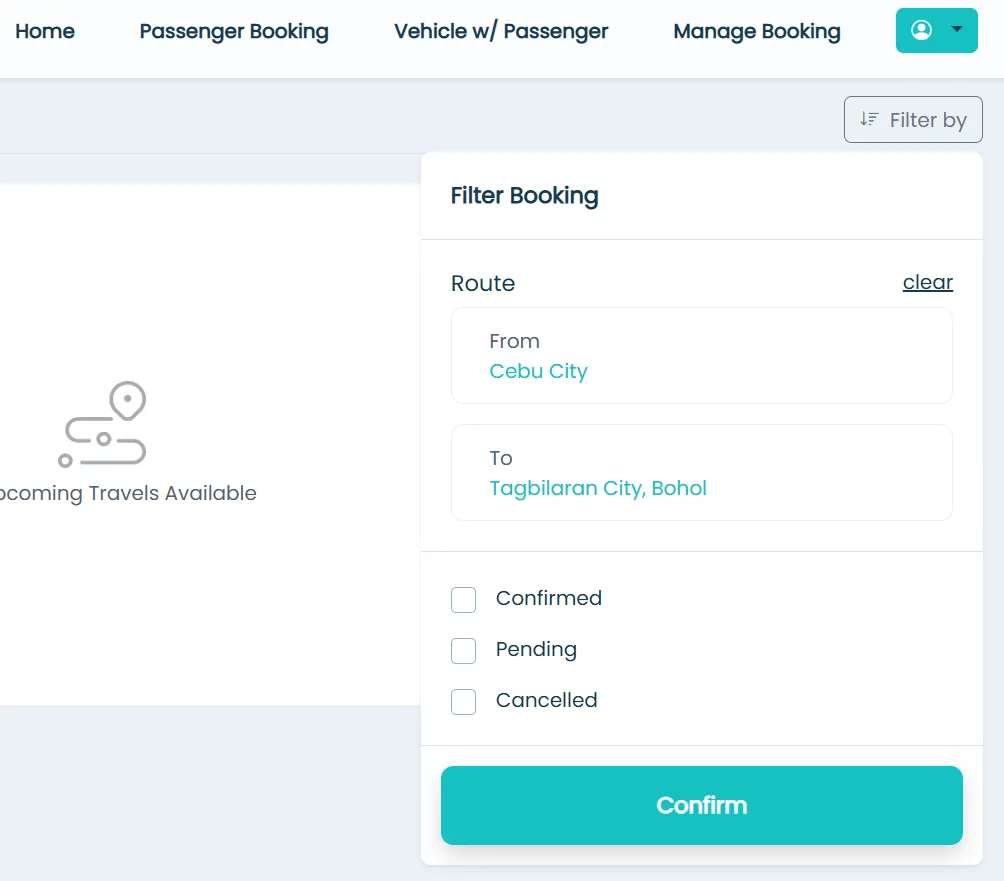 Click Manage Booking Step 2