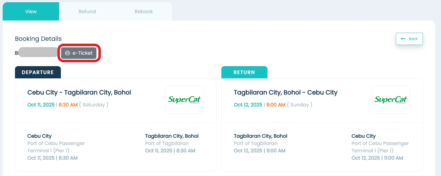 Tap View E-ticket Step 4